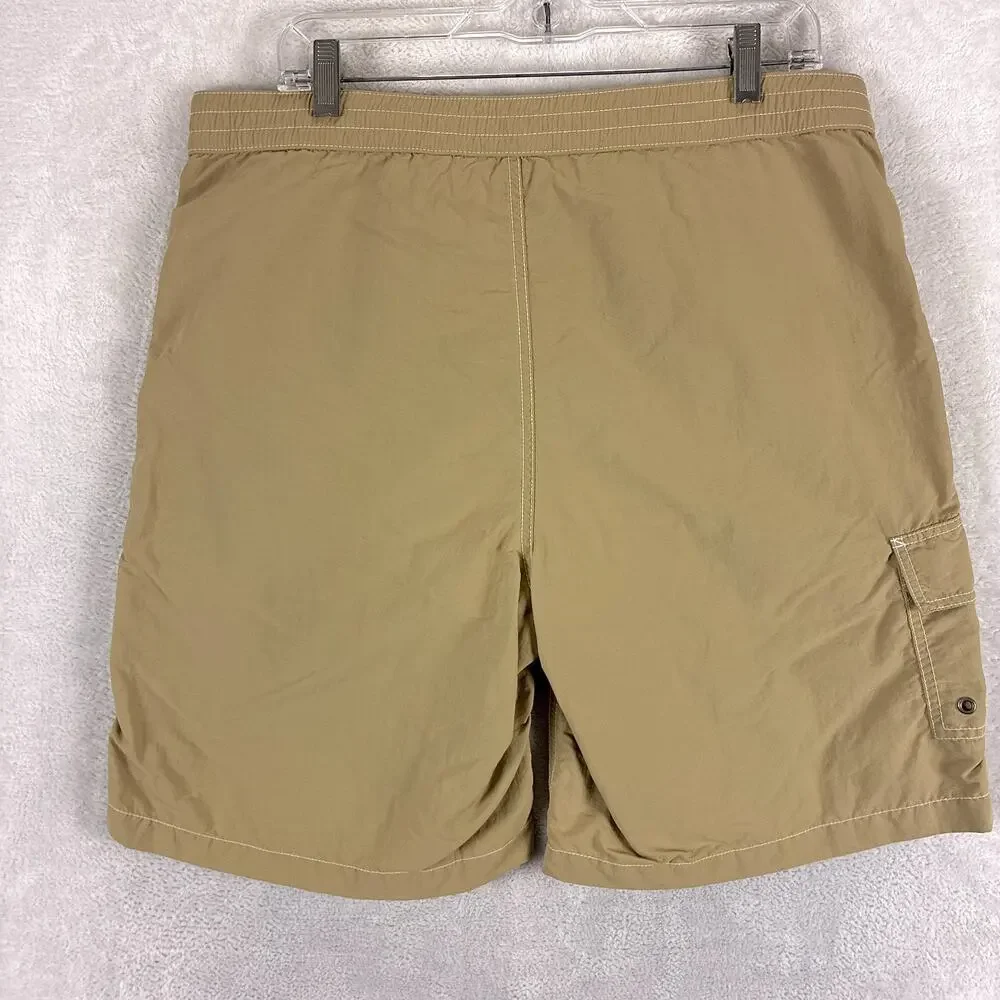 VTG Polo Ralph Lauren Swim Trunks Men M Brown Nylon Navy Pony Preppy Beach Surf